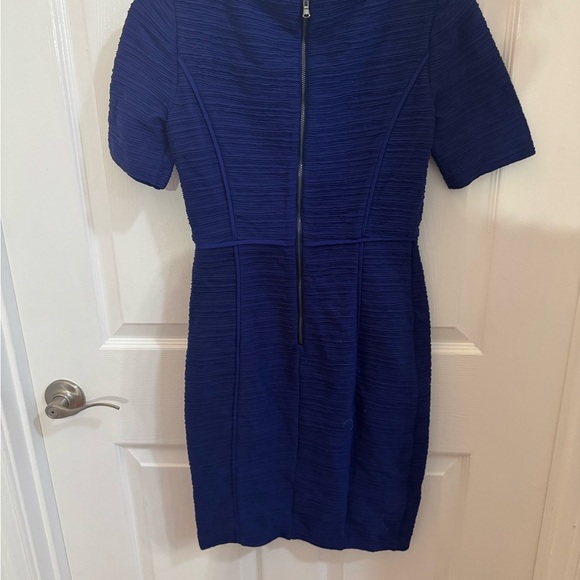Maeve Royal Blue Textured Midi Dress Chic Classy - Picture 2 of 5